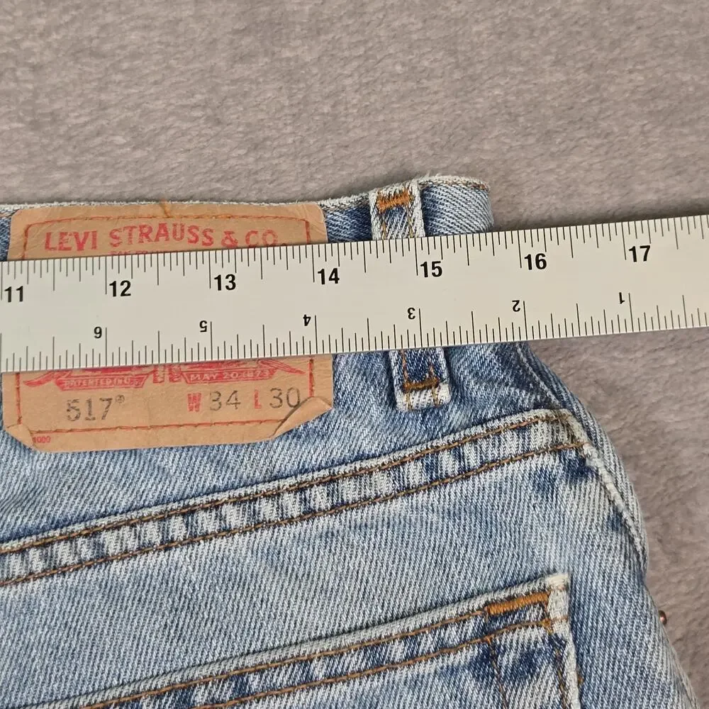 Y2K Levi’s 517 Jeans Mens 34x30 Light Wash Distressed Boot Cut Denim